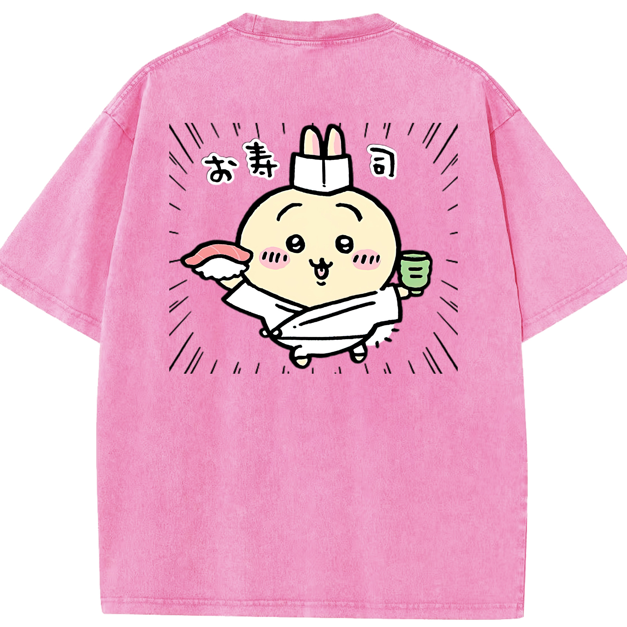 （画像用） ちいかわ うさぎ Chii-kawa usagi 綿100% ヴィンテージ風 半袖Tシャツ（背面プリント）